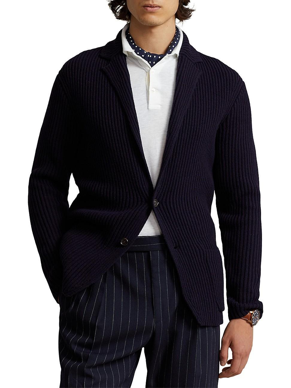 Mens Long-Sleeve Wool-Blend Cardigan Product Image