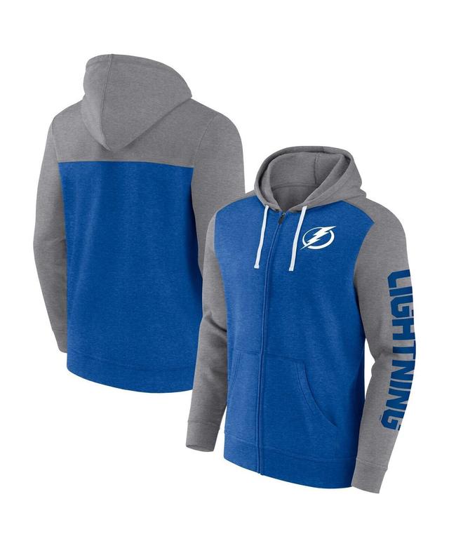 Mens Fanatics Branded Heather Blue Tampa Bay Lightning Down and Distance Full-Zip Hoodie Product Image