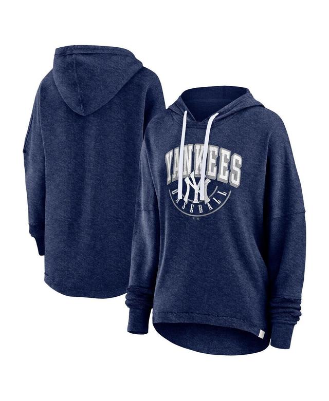 Womens Fanatics Heather Navy Distressed New York Yankees Luxe Pullover Hoodie Product Image