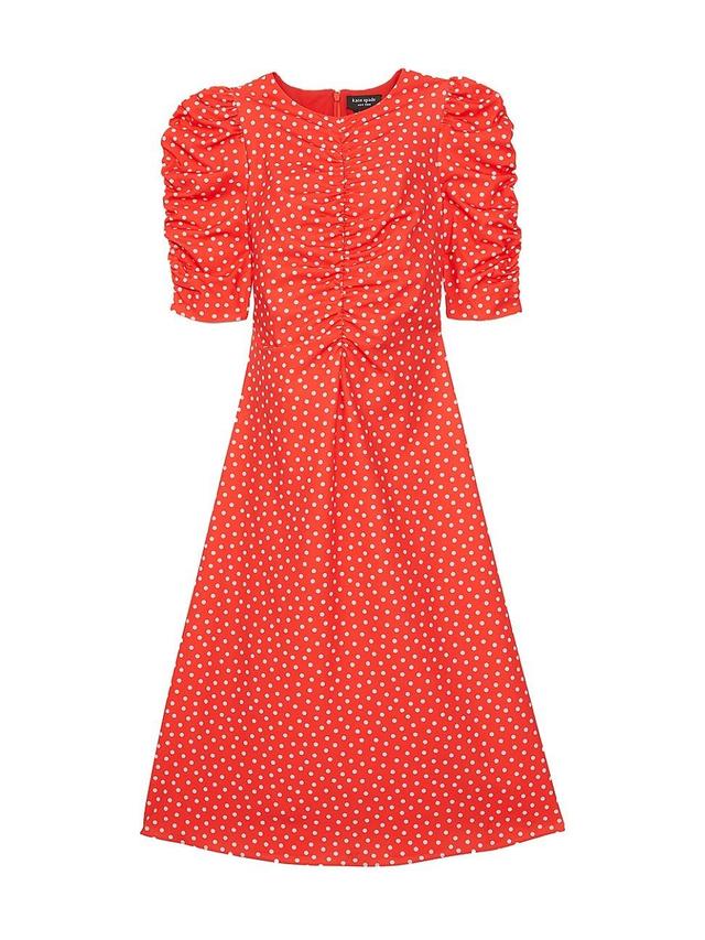 Kate Spade Spring Time Dot Ruched Dress Product Image