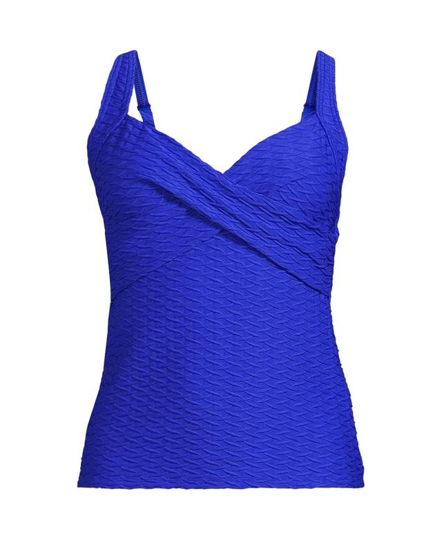 Lands End Womens Texture Underwire Wrap Tankini Swimsuit Top Product Image