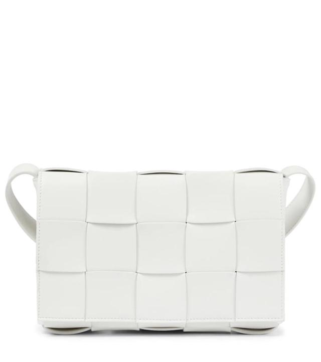 BOTTEGA VENETA Cassette Leather Crossbody Bag In White Product Image