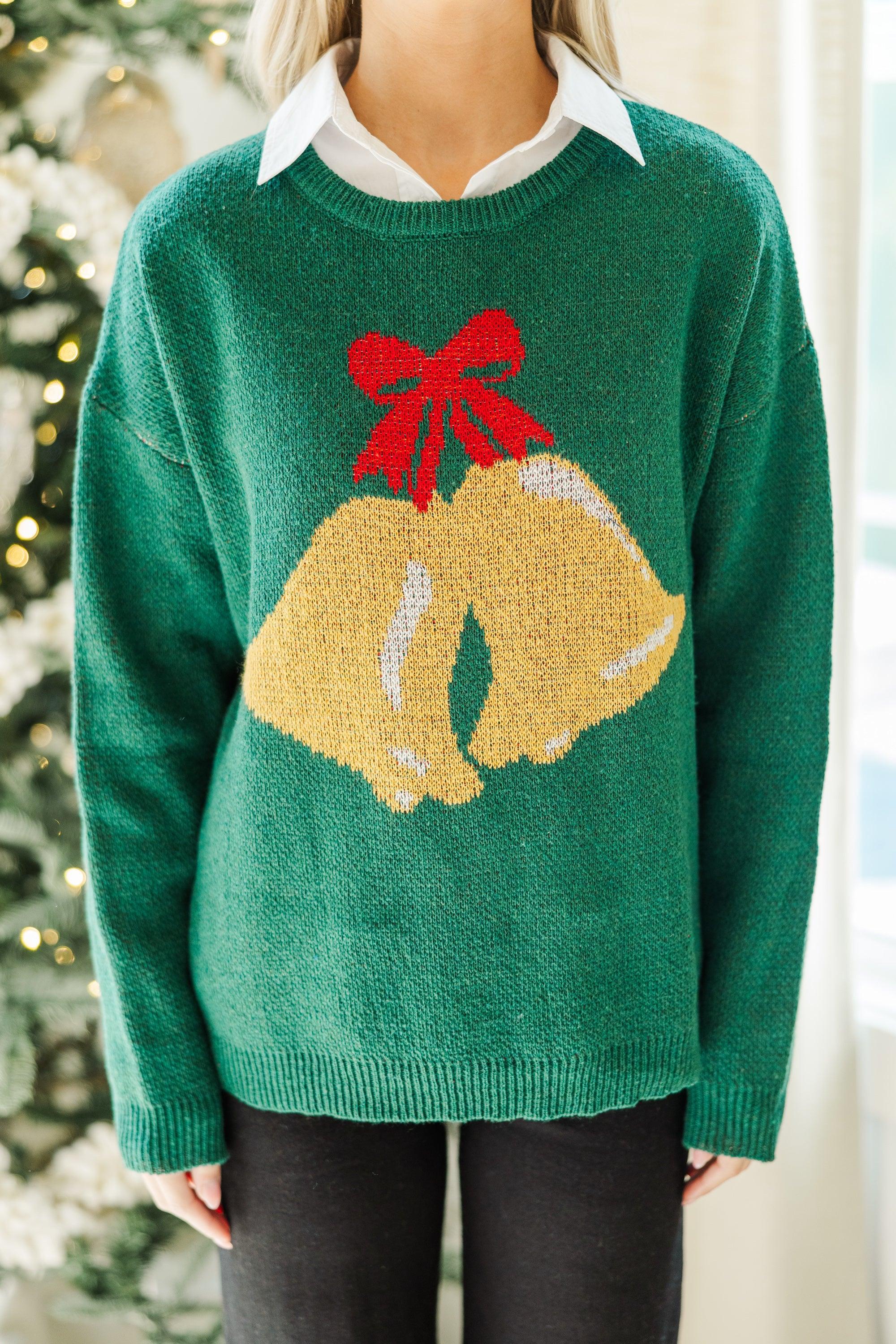 Home For The Holidays Emerald Jingle Bell Sweater Female Product Image