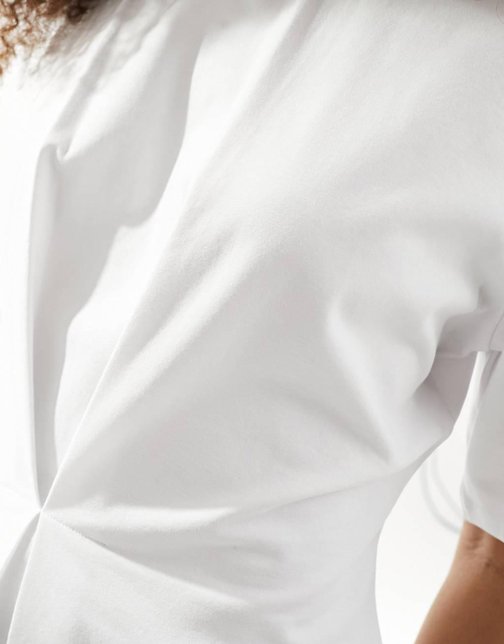 French Connection pleat detail T-shirt in white Product Image