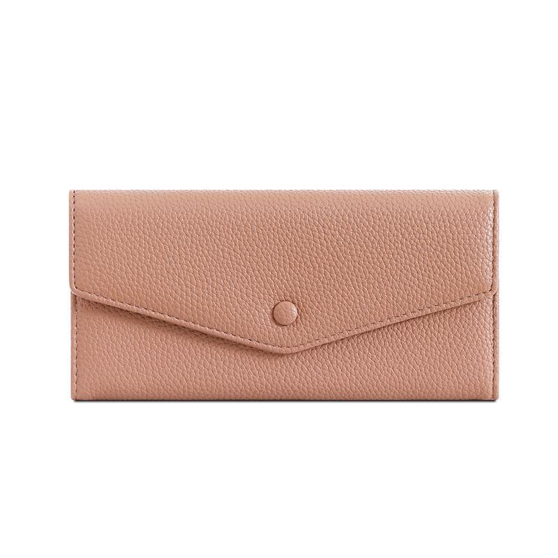 Plain Faux Leather Long Wallet Product Image