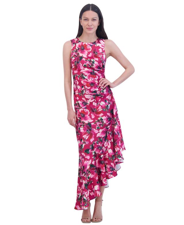 Eliza J Womens Floral Print Ruffled High-Low A-Line Dress Product Image