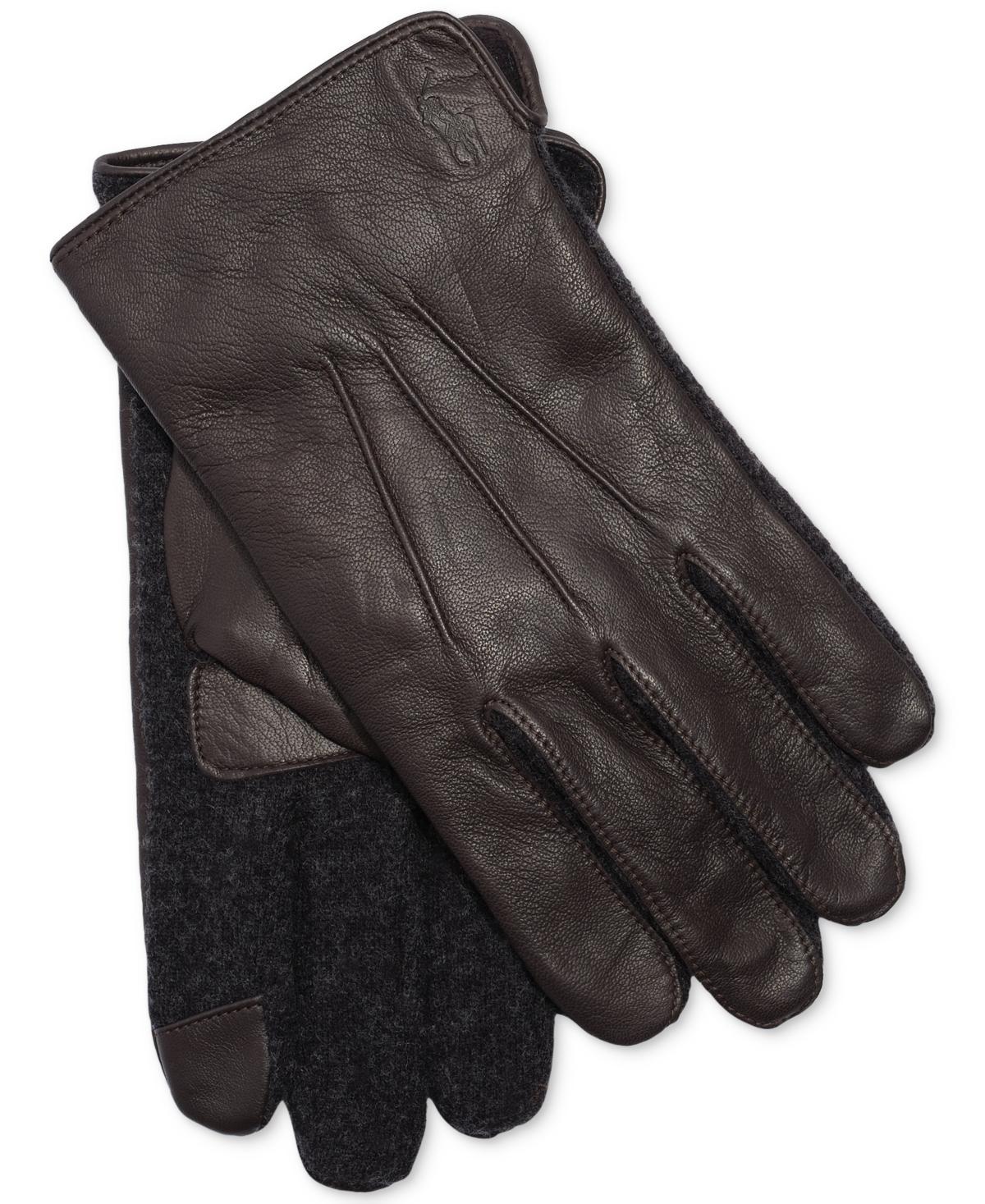 POLO RALPH LAUREN Men's Nappa Hybrid Touch Glove In Dark Brown Product Image