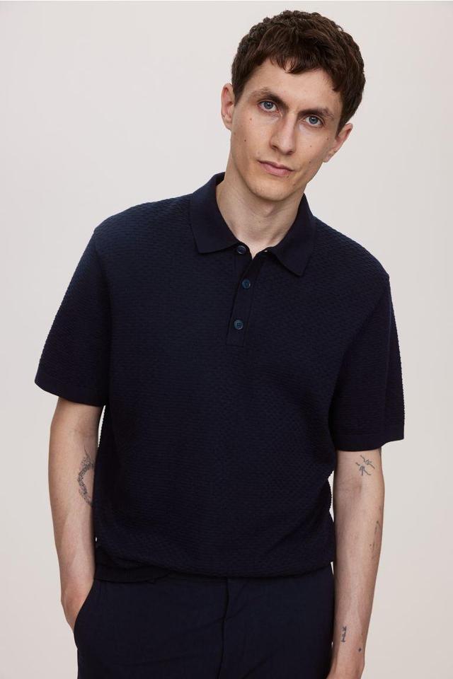 Slim Fit Textured-knit Polo Shirt Product Image