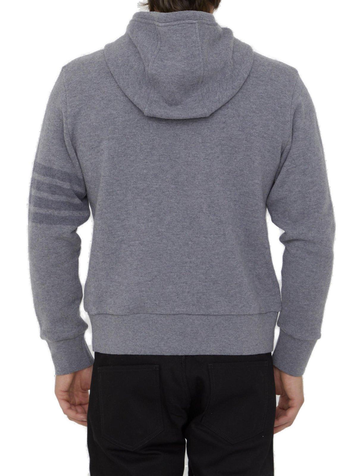 THOM BROWNE Classic 4-bar Stripe Detail Hooded Sweatshirt In Gray Product Image