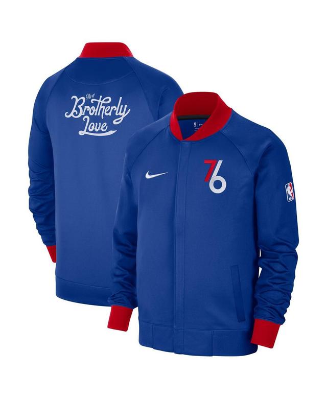 NIKE Men's  Blue, White Philadelphia 76ers 2022/23 City Edition Showtime Thermaflex Full-zip Jacket In Blue,white Product Image