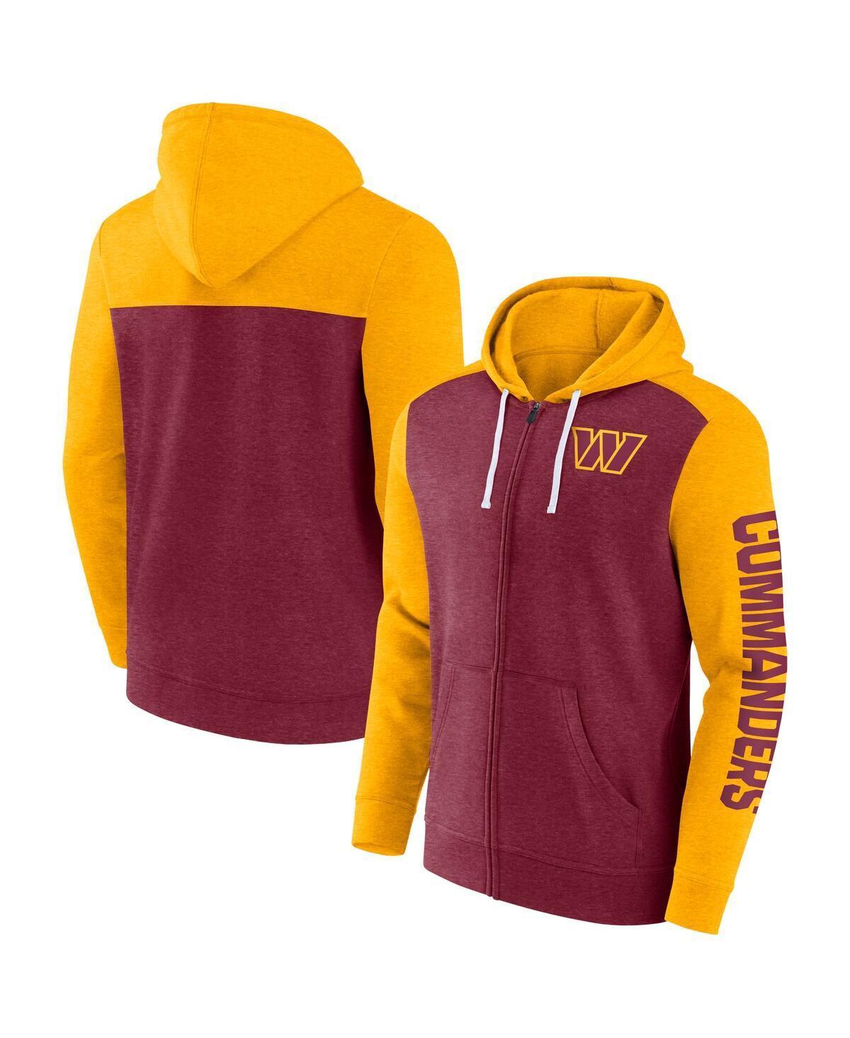 Mens Fanatics Heather Burgundy Washington Commanders Down and Distance Full-Zip Hoodie Product Image