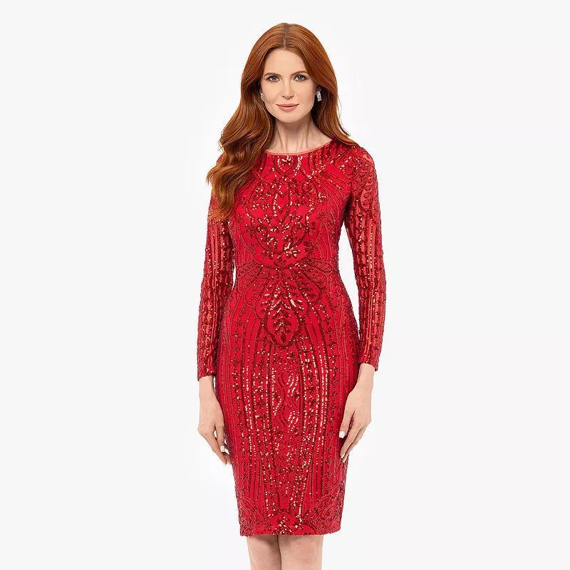 Womens BA Nites Short Sequin Long Sleeve Dress Product Image