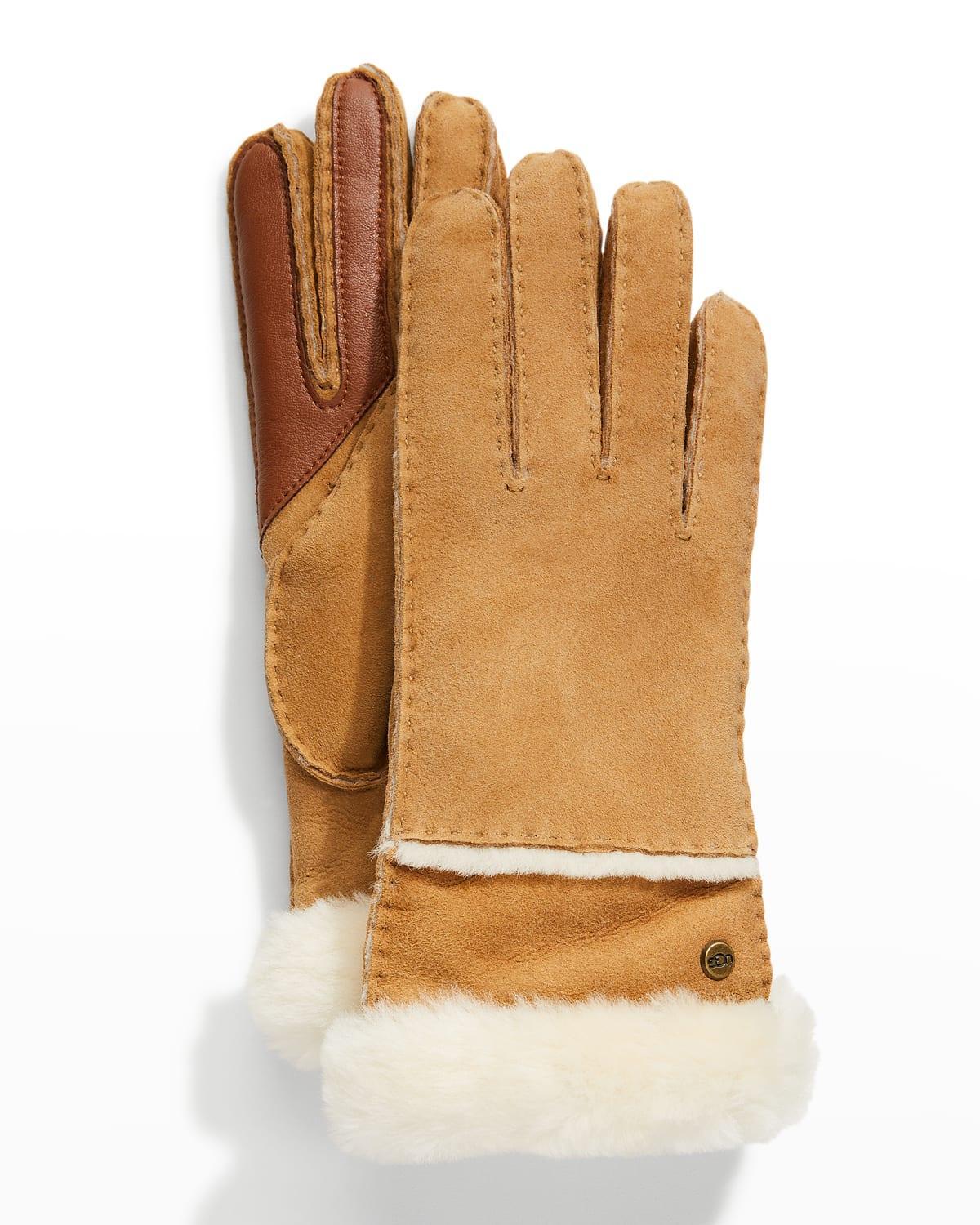 Seamed Touchscreen Shearling-Lined Gloves Product Image