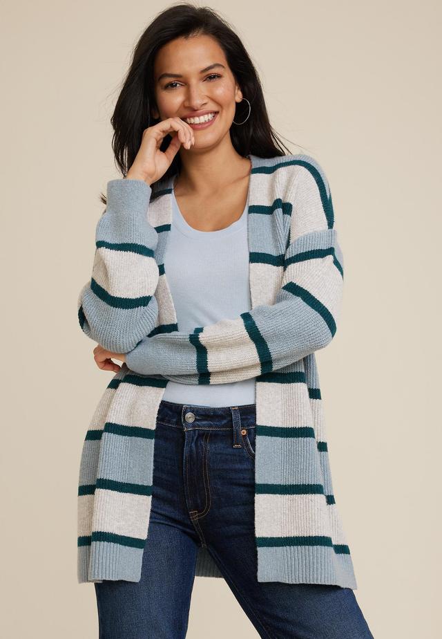 Maurices Womens Striped Cardigan Blue Size X Small Product Image