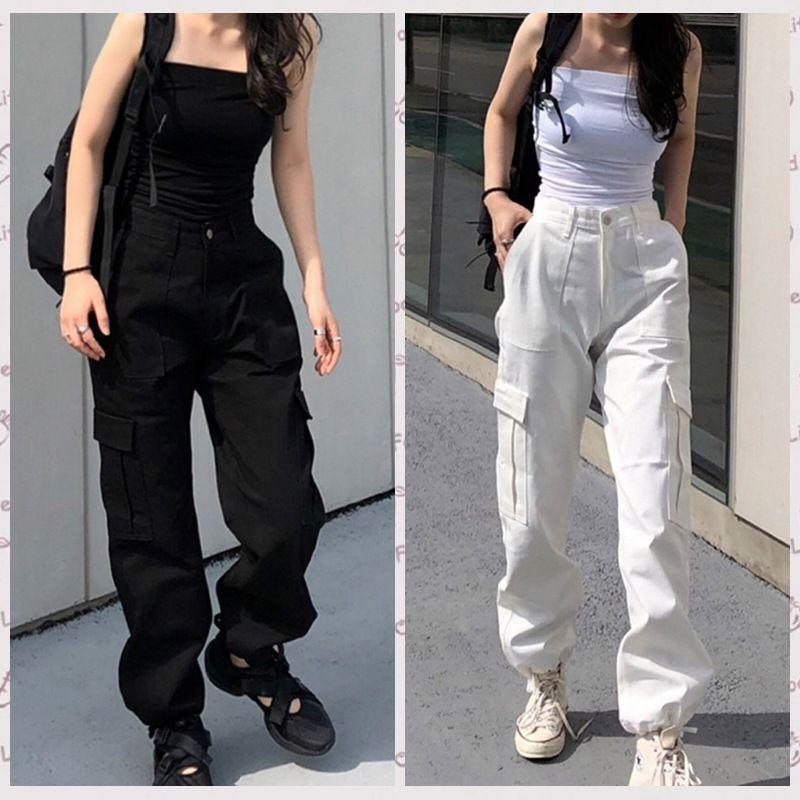 High-Waist Straight Leg Cargo Pants Product Image