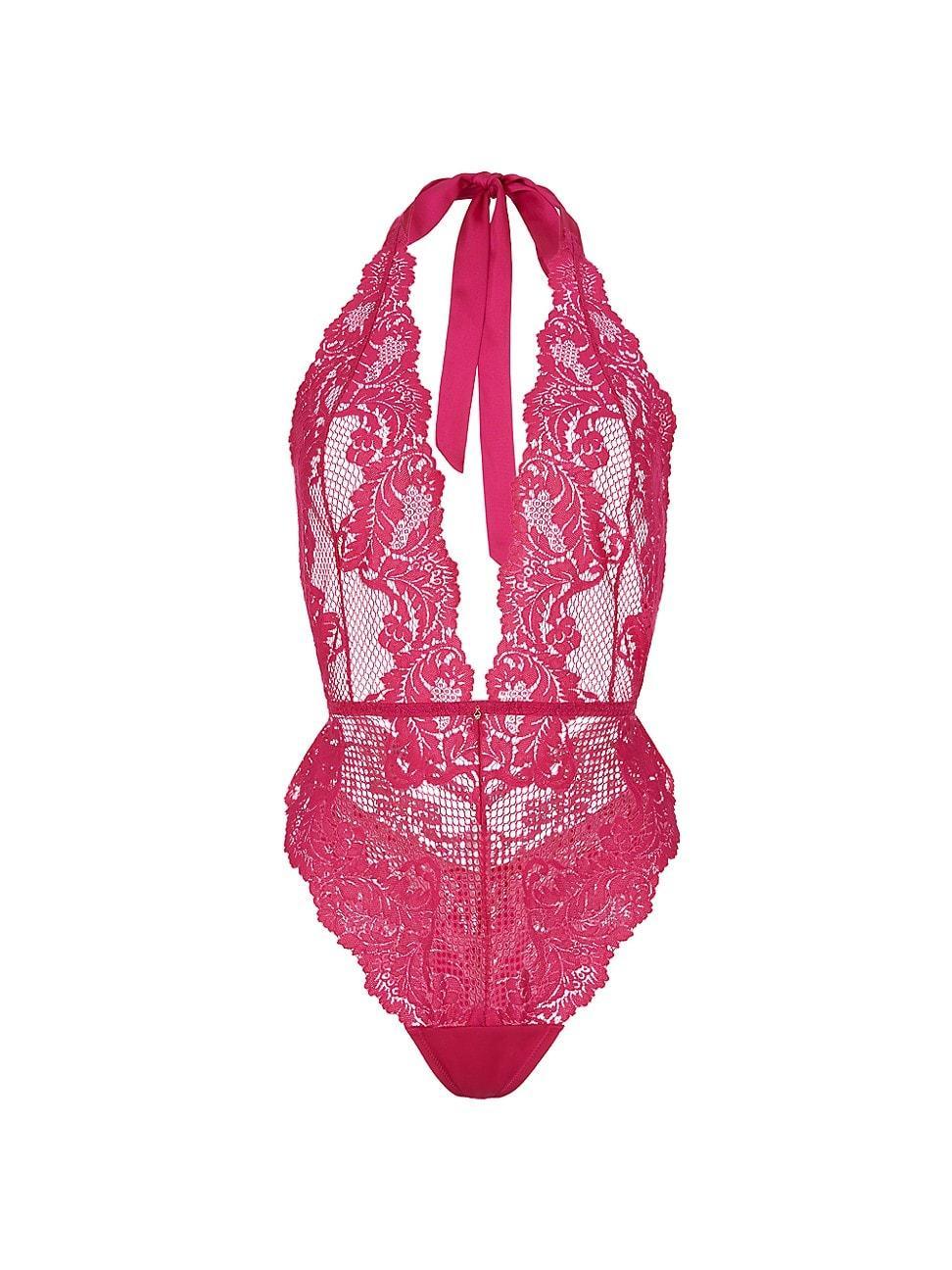 Womens Allure Lace Halter Bodysuit Product Image