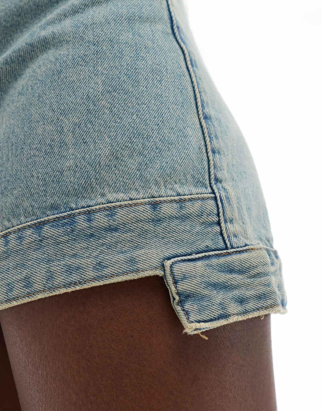 ONLY denim mini skirt in acid wash blue   Product Image