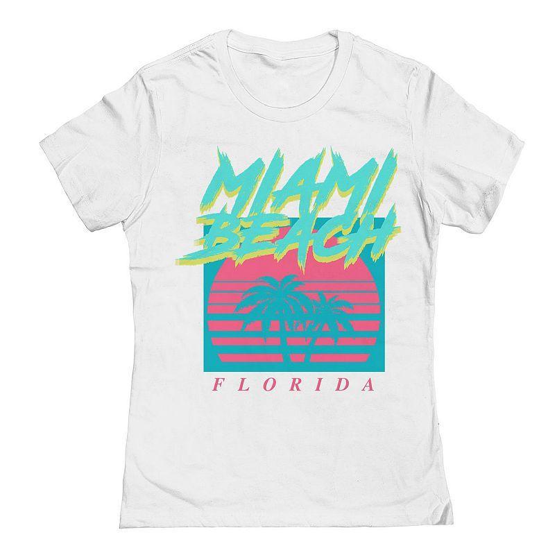 Juniors Miami Beach Florida Womens Graphic Tee, Girls Product Image