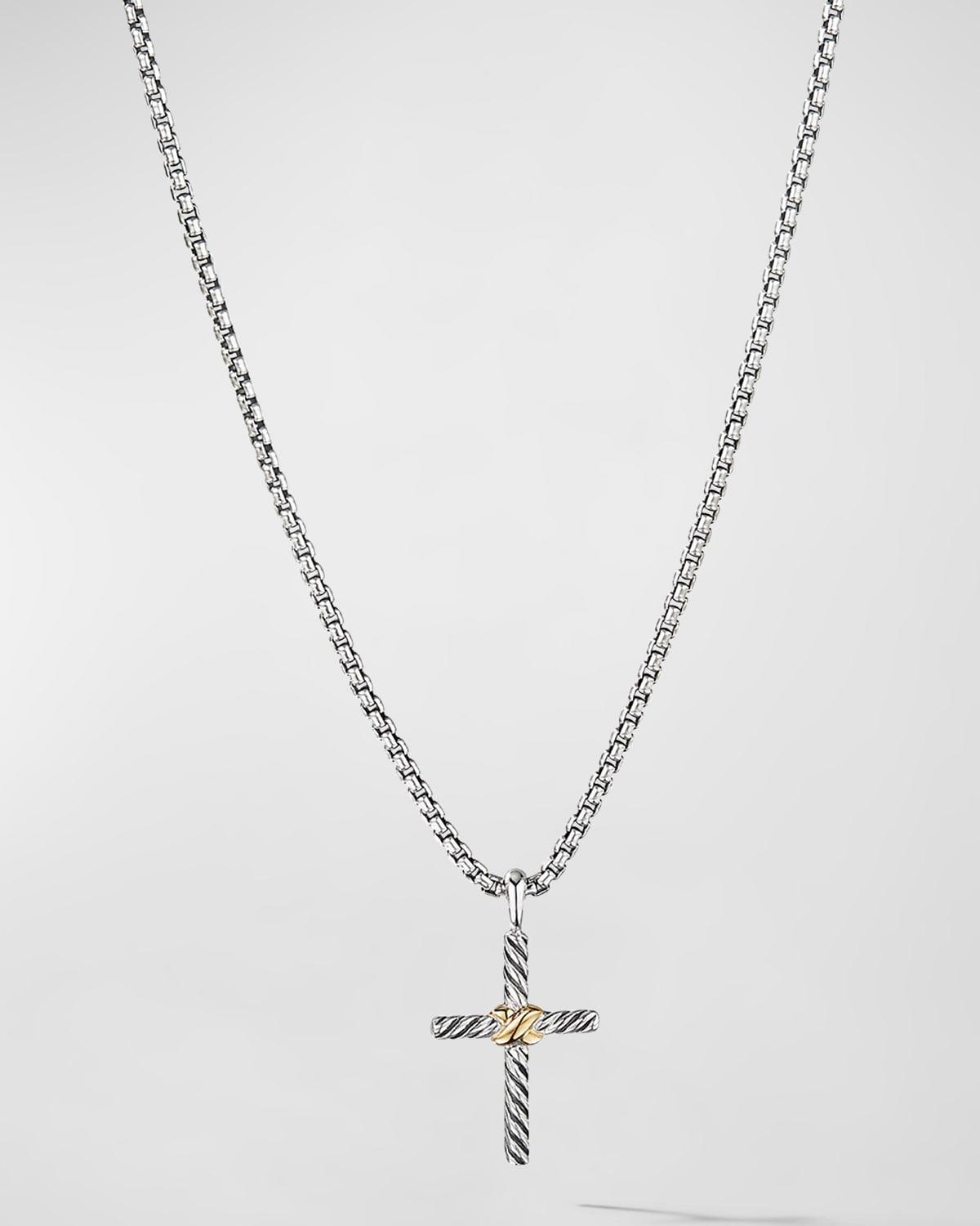 Womens Petite X Cross Necklace with 14K Yellow Gold Product Image