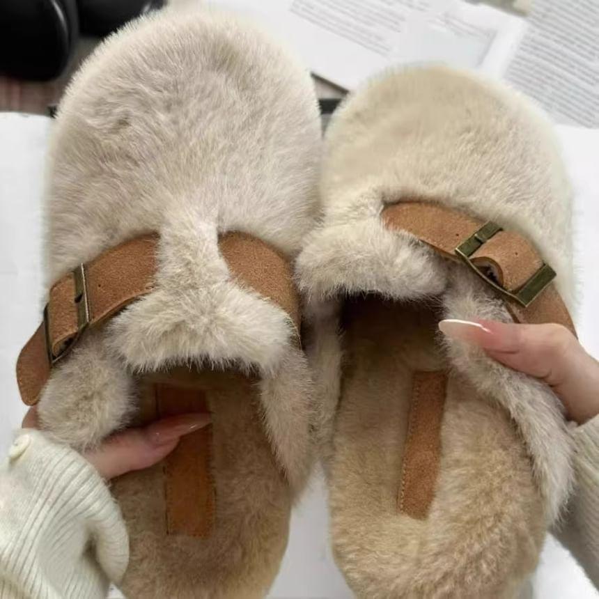 Buckled Fluffy Slippers Product Image