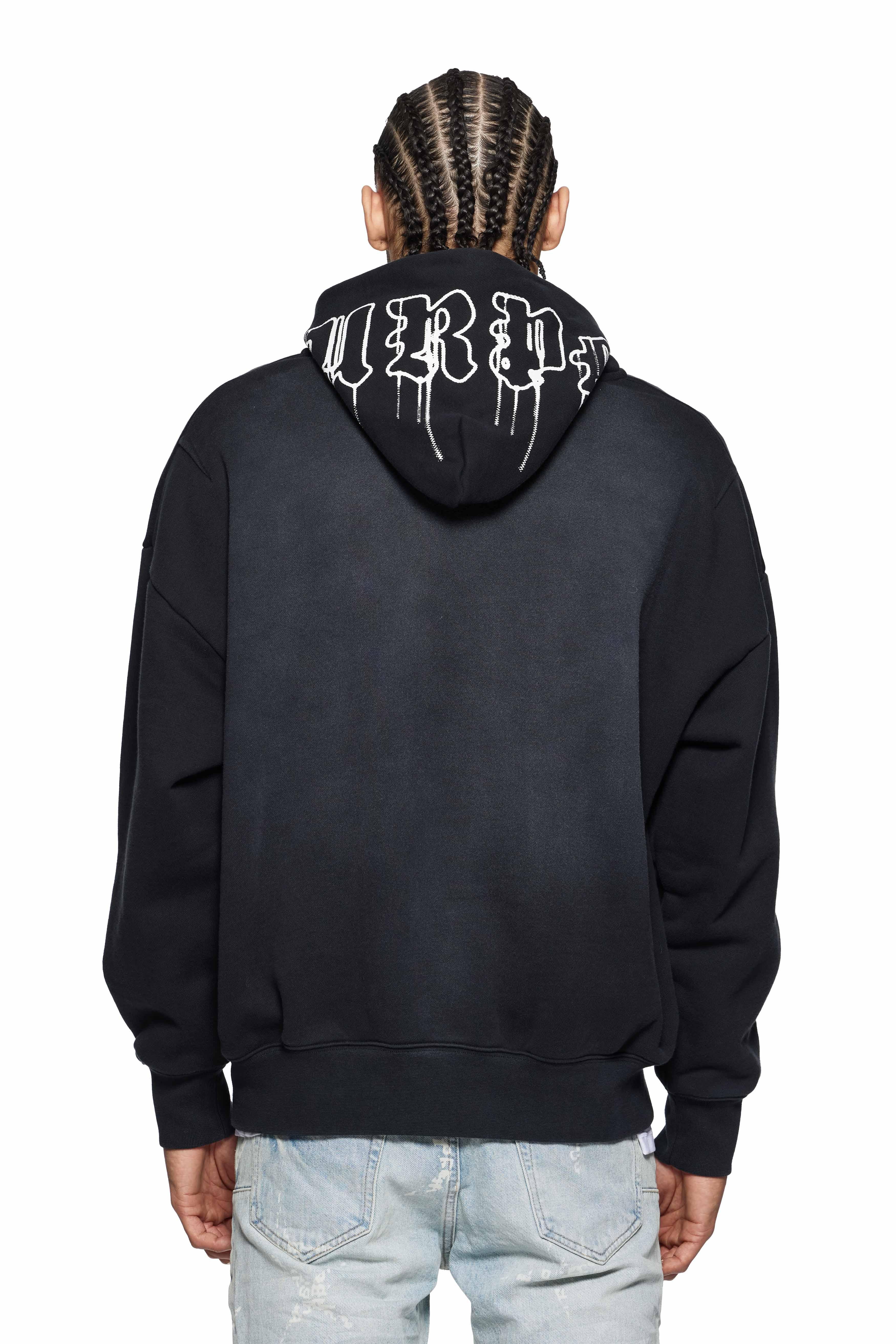 Gothic Wordmark Drip Zip Up Hoodie Male Product Image