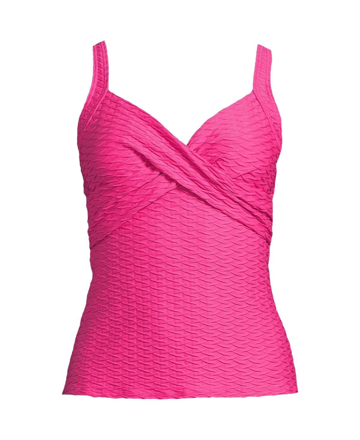 Lands End Womens Texture Underwire Wrap Tankini Swimsuit Top Product Image