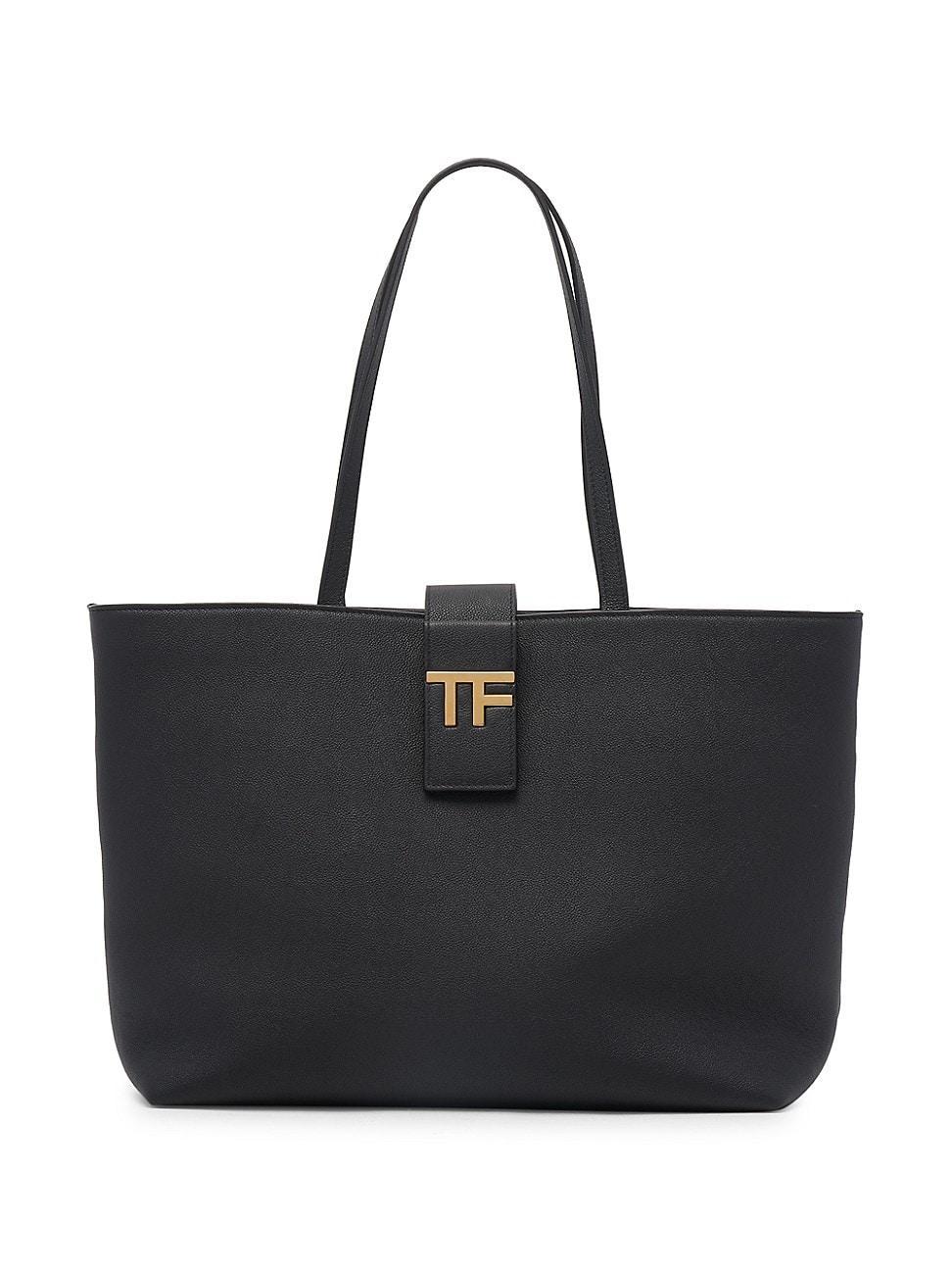 Womens Small TF Logo E/W Leather Tote Product Image