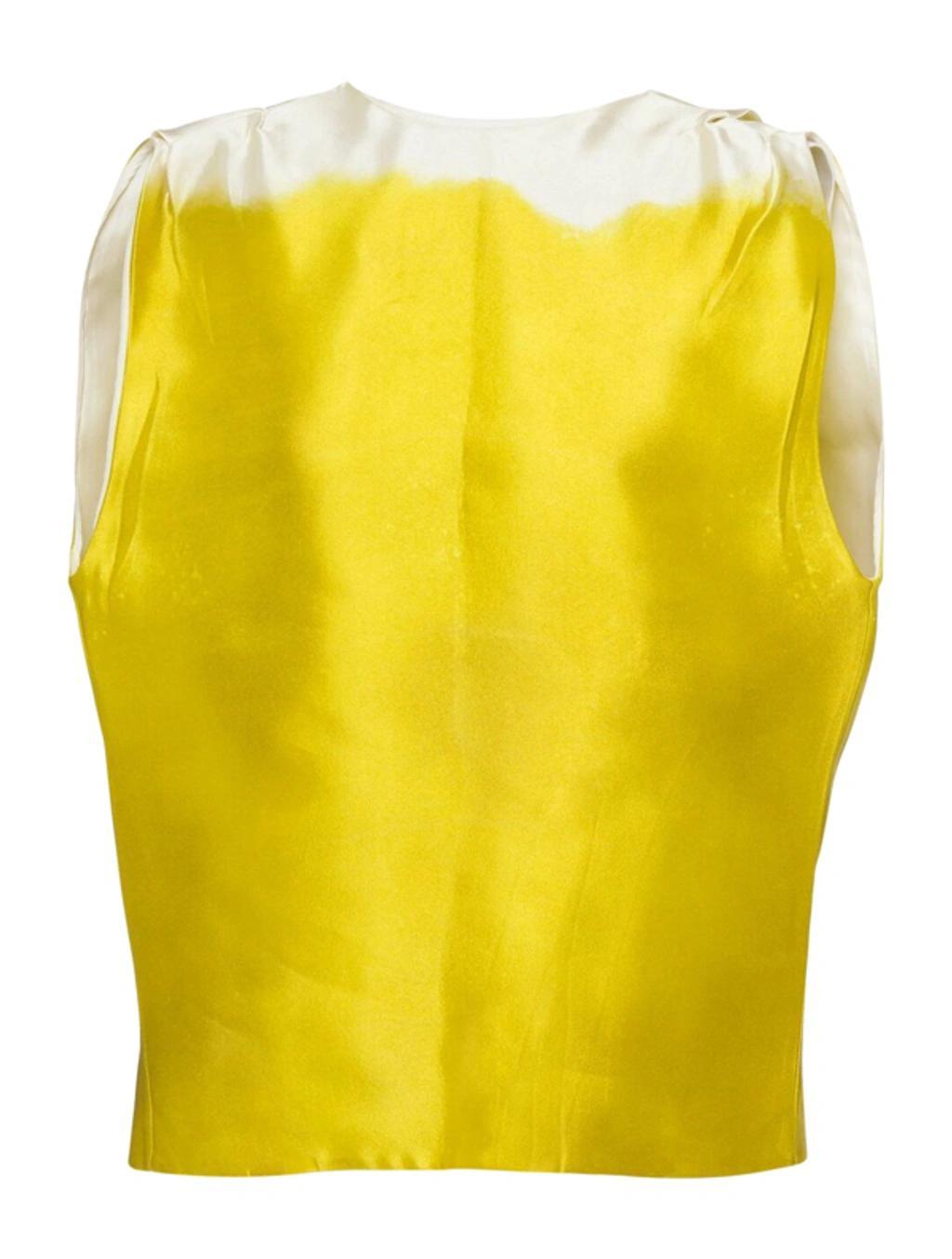 Satin Sleeveless Blouse In Yellow & Orange Product Image