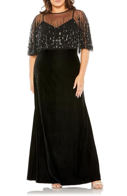 FABULOUSS BY MAC DUGGAL Velvet Capelet Gown Product Image