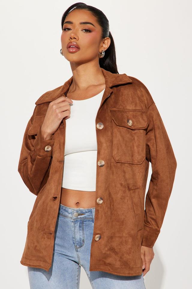 Janet Faux Suede Shacket - Camel Product Image