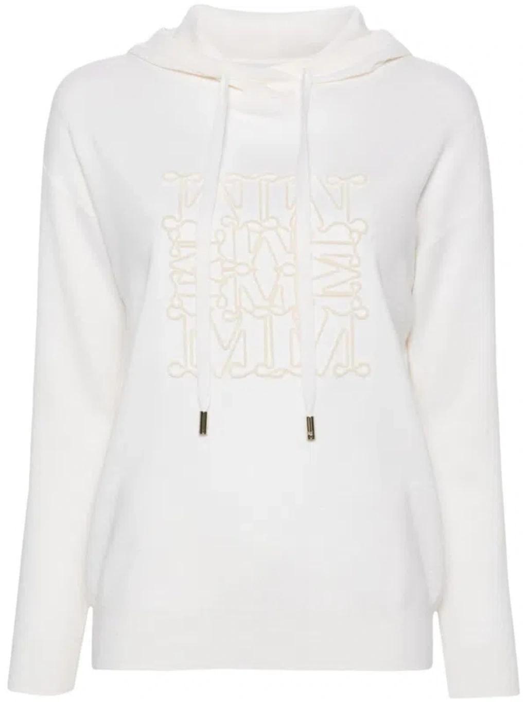 MAX MARA Crystal-embellished Wool-blend Hoodie In White Product Image