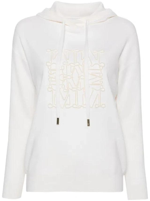 MAX MARA Crystal-embellished Wool-blend Hoodie In White Product Image