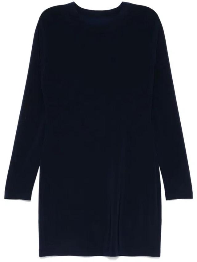 NORMA KAMALI Crew-neck Long-sleeve Mini Dress In Blue Product Image