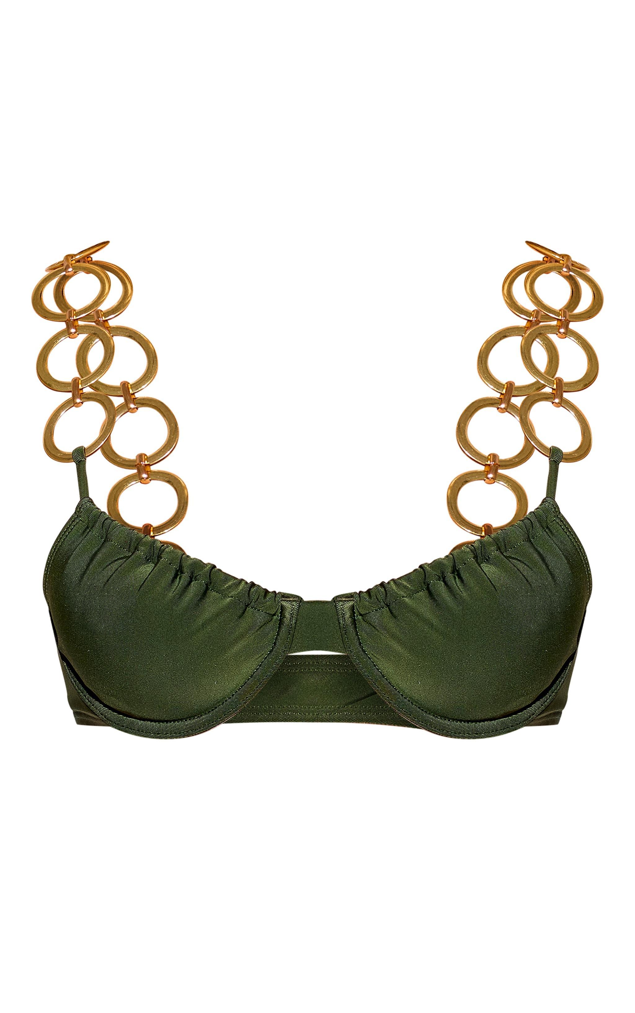 Khaki O Ring Strap Underwired Bikini Top Product Image