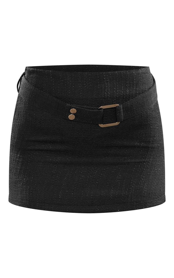 Black Boucle Belted Mini Skirt Product Image