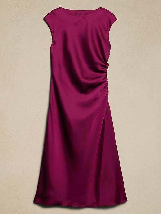 Shirred-Side Satin Midi Dress Product Image