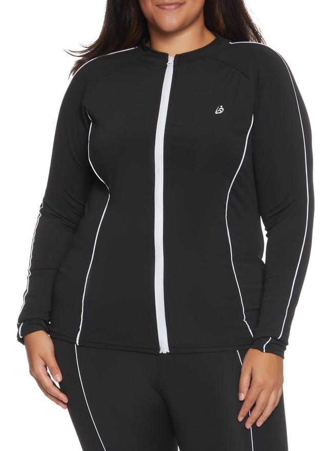 Womens Plus Size Contrast Piping Track Jacket Product Image