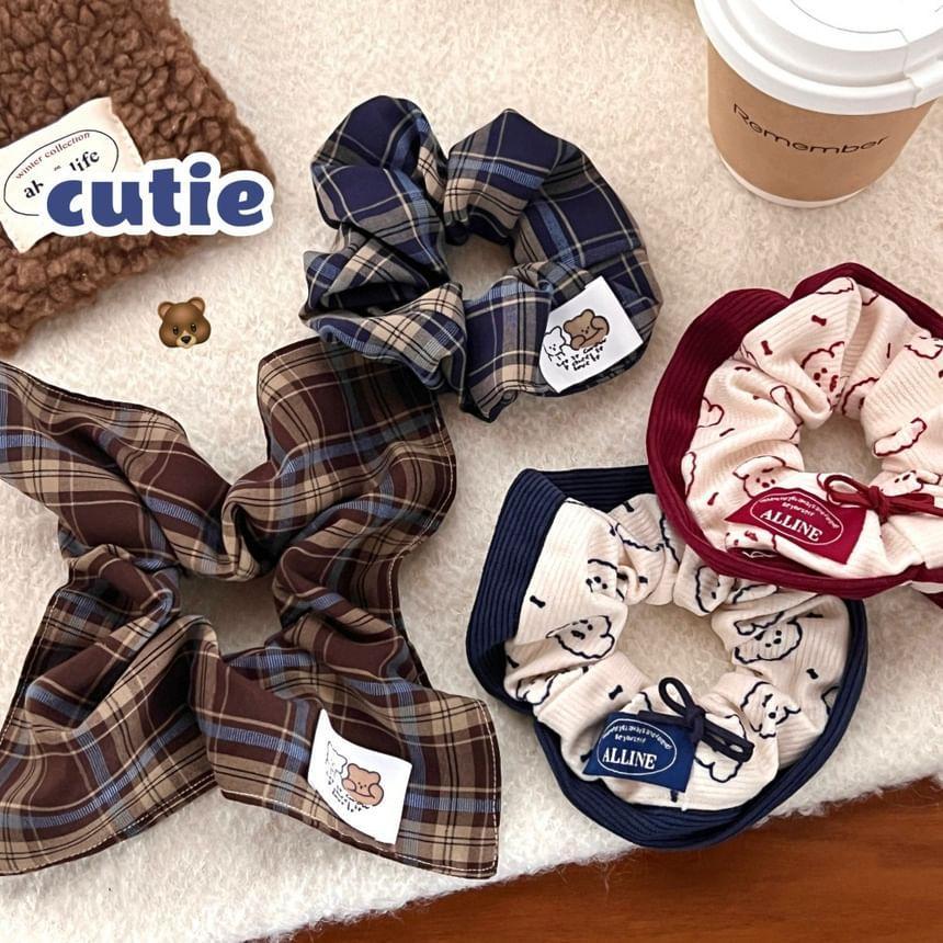 Plaid Scrunchie / Dog Print Bow Scrunchie Product Image