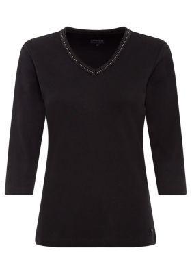 Olsen Womens 3/4 Sleeve Embellished V-Neck T-Shirt Product Image