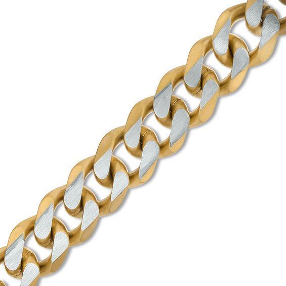 Men's 11.0mm Curb Chain Bracelet in Stainless Steel and Yellow IP - 9.0" Product Image