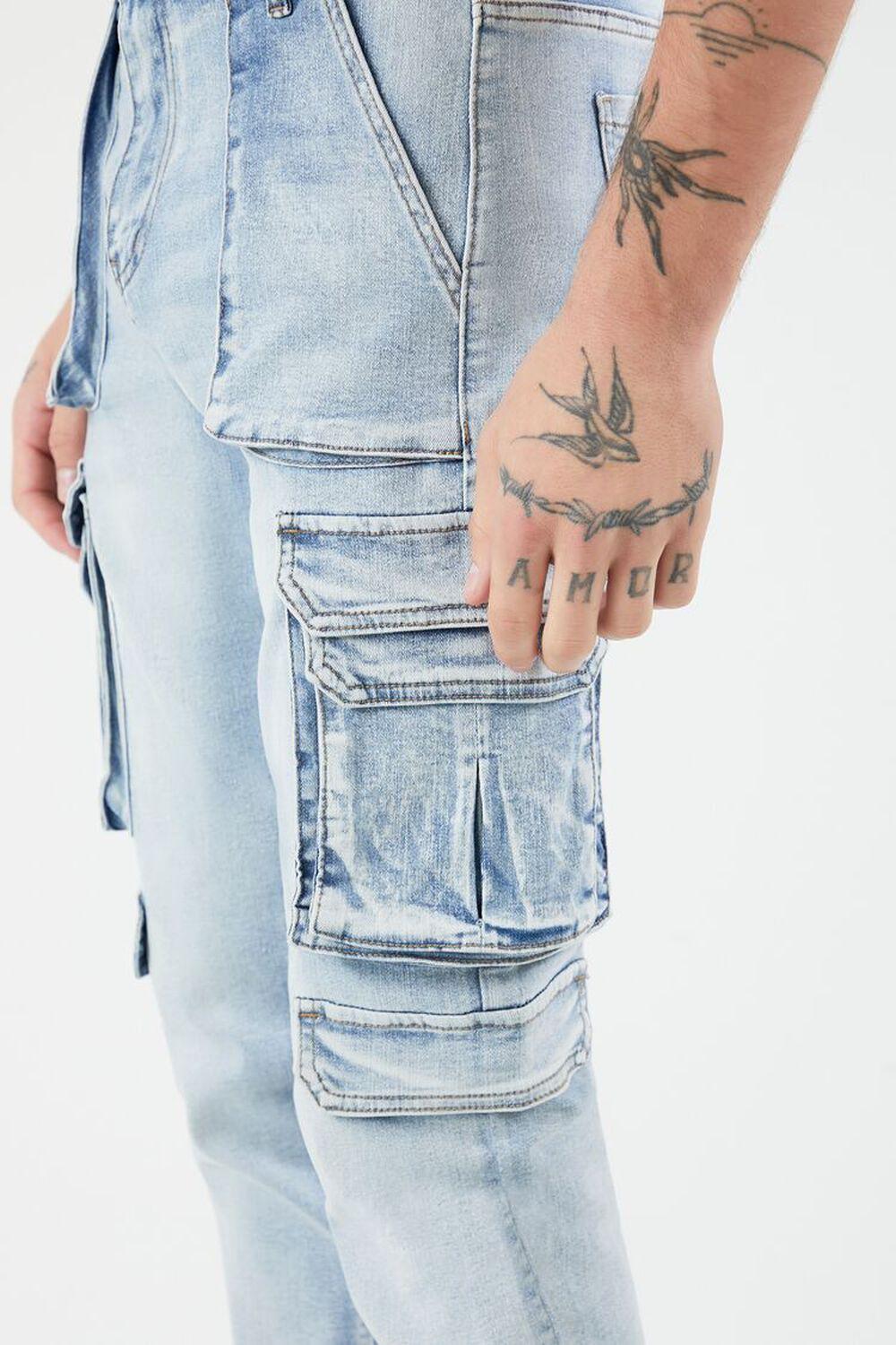 Mid-Rise Slim-Fit Cargo Jeans | Forever 21 Product Image