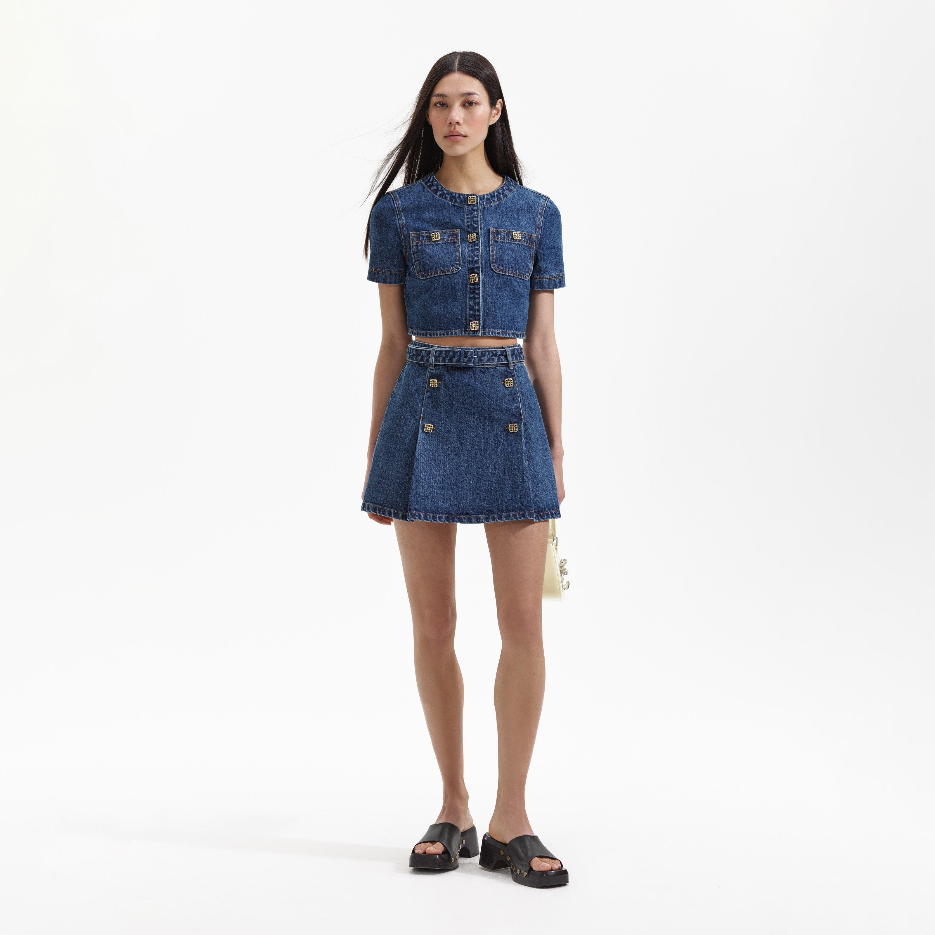 Denim Short Sleeve Crop Top product image