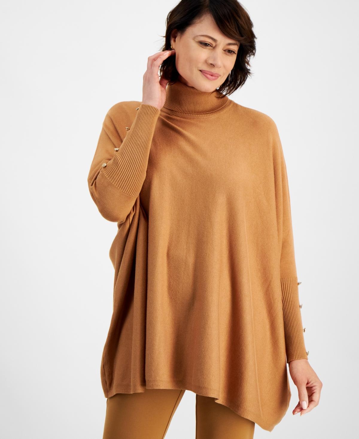 Jm Collection Womens Poncho Turtleneck Sweater, Regular & Petite, Created for Macys Product Image