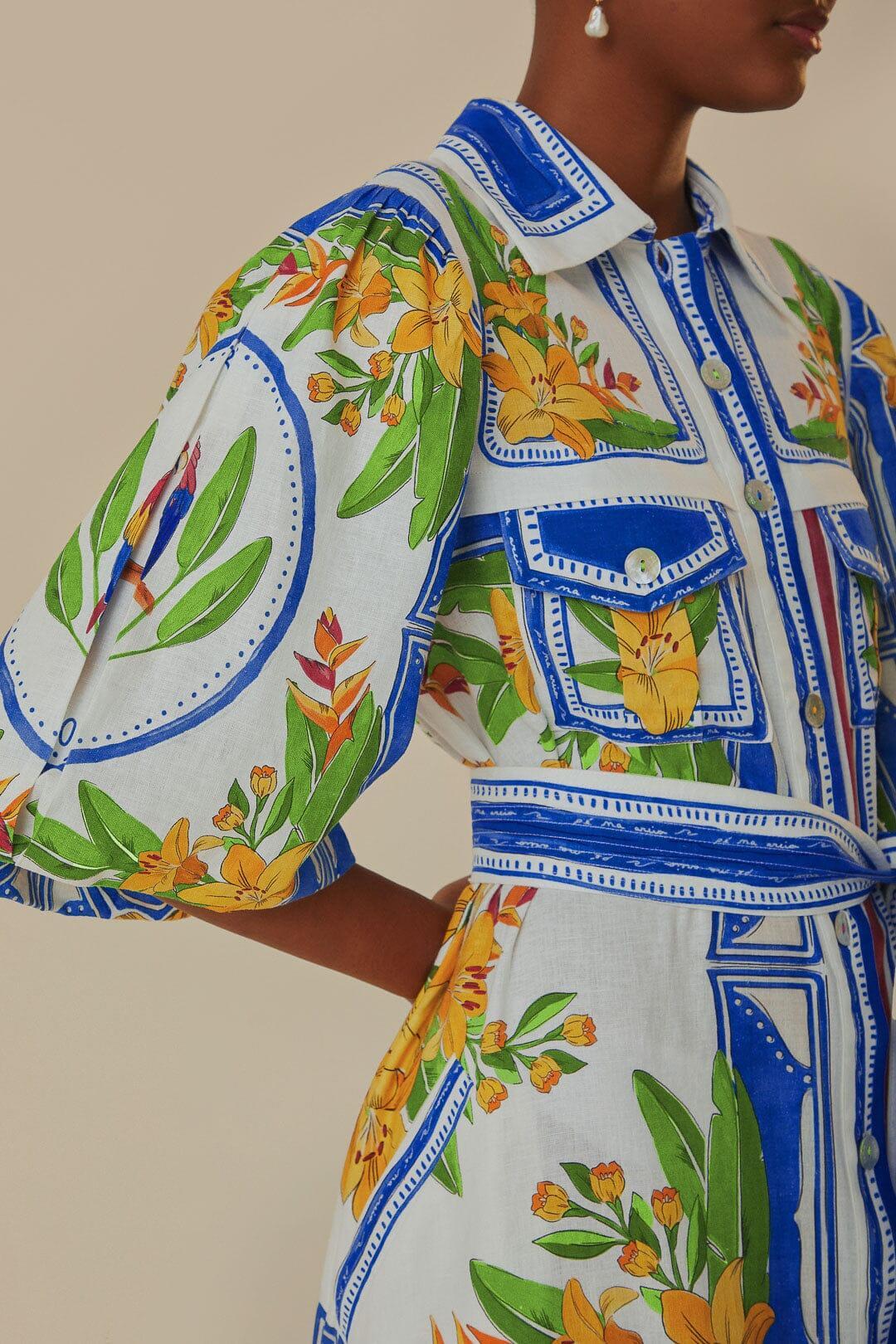 Off-White Tropical Destination Midi Dress Product Image