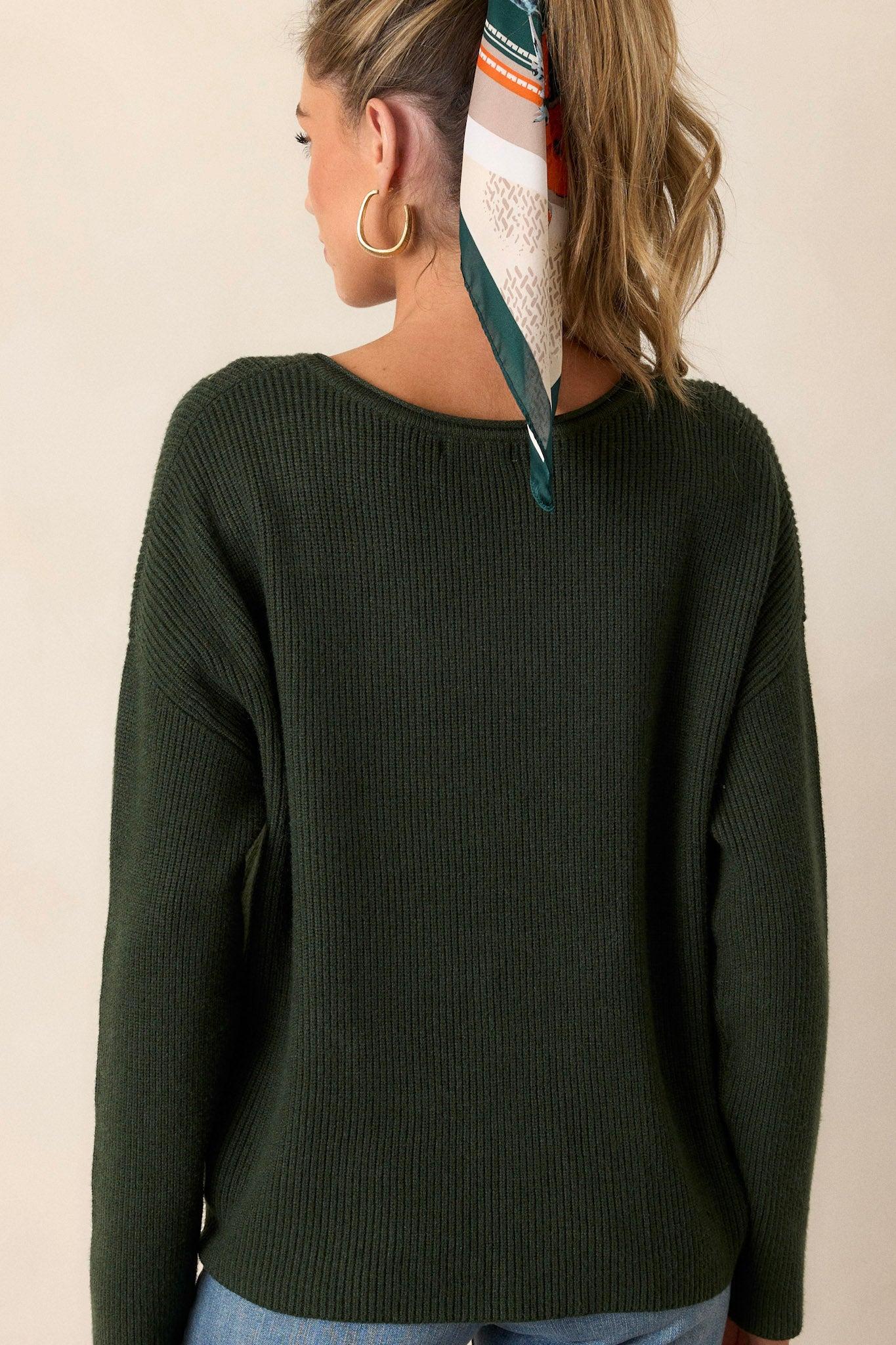 You Know It Hunter Green Ribbed Sweater Product Image