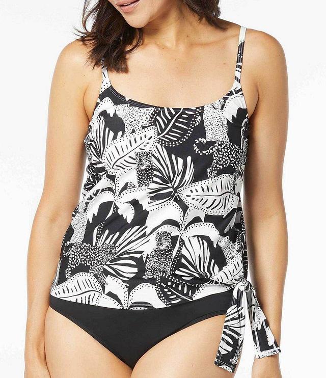 Coco Reef Midnight Jungle Floral Tropical Print Underwire Bra Sized Side Tie Tankini Swim Top Product Image