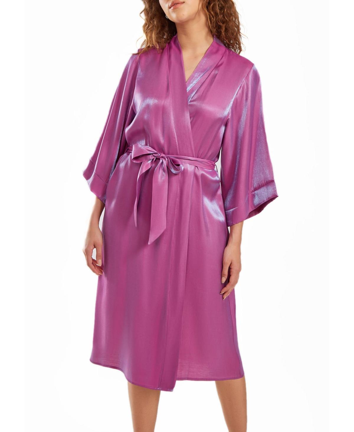 iCollection Skyler Plus Size Irredesant Robe with Self Tie Sash and inner Ties Product Image