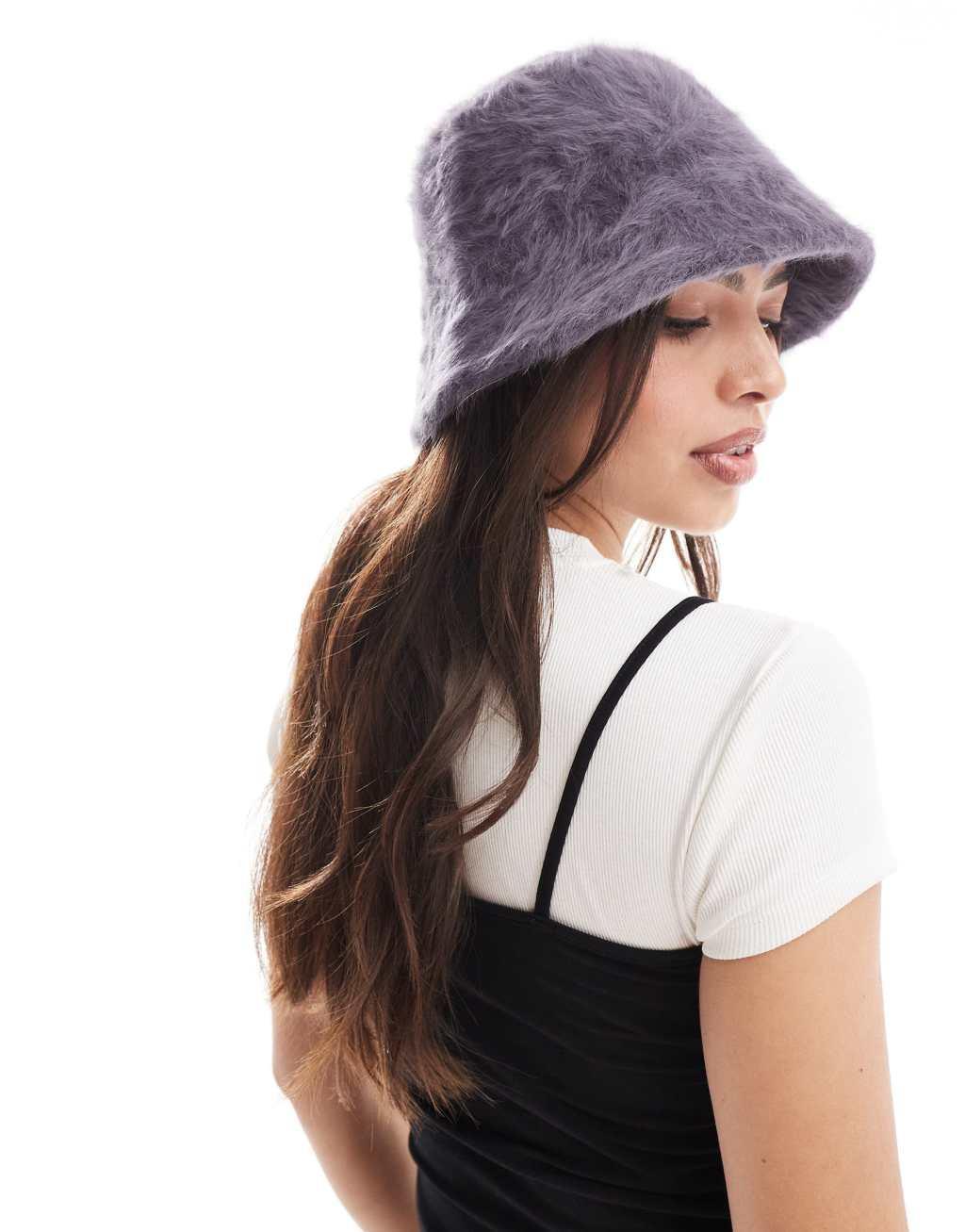 Glamorous textured bucket hat in gray Product Image