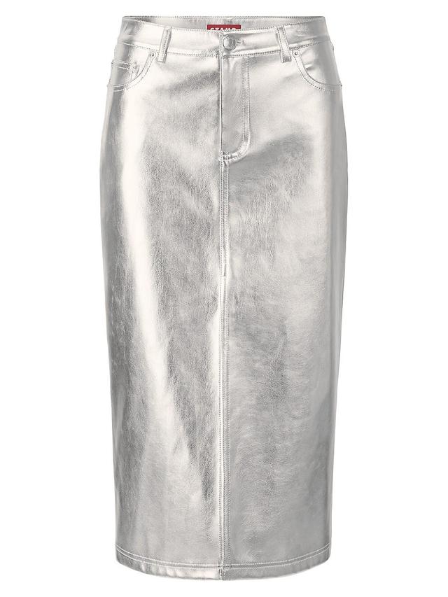 STAUD Oaklyn Metallic Faux Leather Skirt Product Image