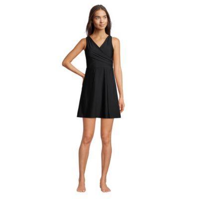 Lands End Womens Tummy Control Surplice Wrap Swim Dress One Piece Swimsuit Product Image